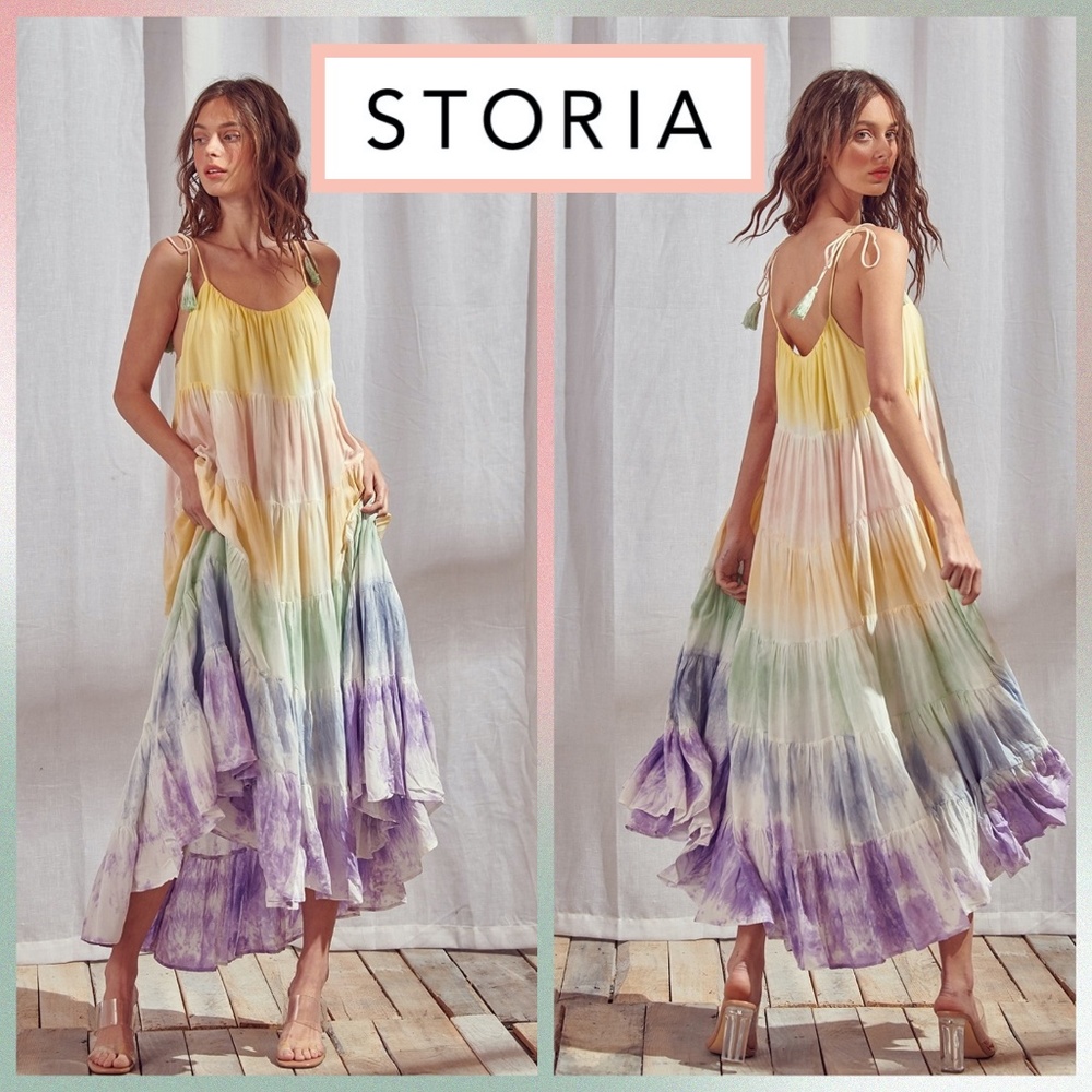 LAST ONE! Storia's MOST POPULAR Pastel Tie Dye Maxi W/TONS of Luscious Fabric - Picture 1 of 16